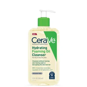 CeraVe Hydrating Foaming Oil Cleanser bottle for dry skin