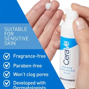 CeraVe Hydrating Hyaluronic Acid Serum 30ml bottle with Vitamin B5