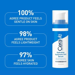 CeraVe Hydrating Hyaluronic Acid Serum 30ml bottle with Vitamin B5